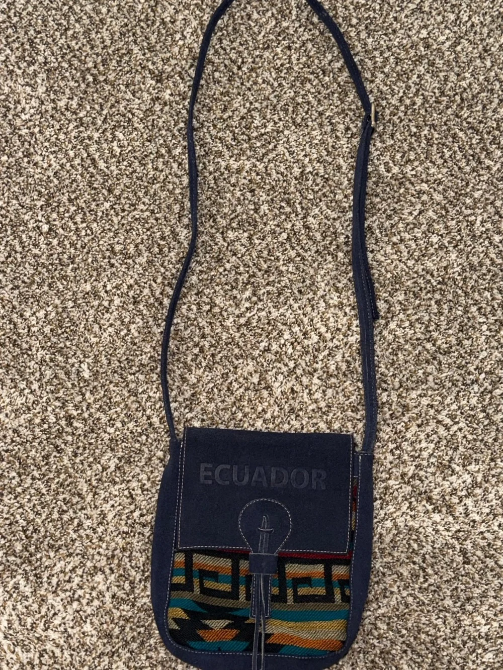 Navy Crossbody Bag with Woven Accent
